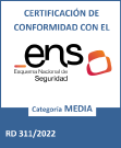 Imagen del certificado de conformidad con el ENS Nivel Medio